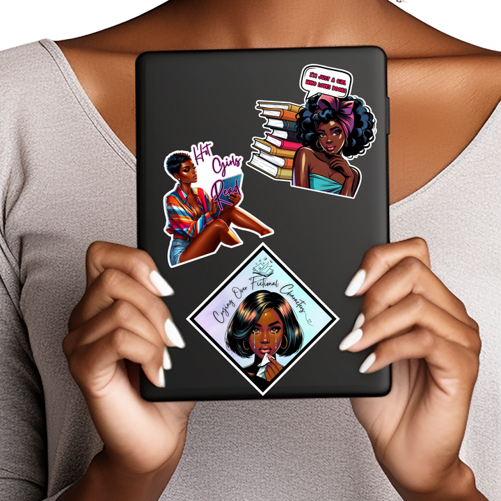 3 Piece Black Girl Book Lover Sticker Set